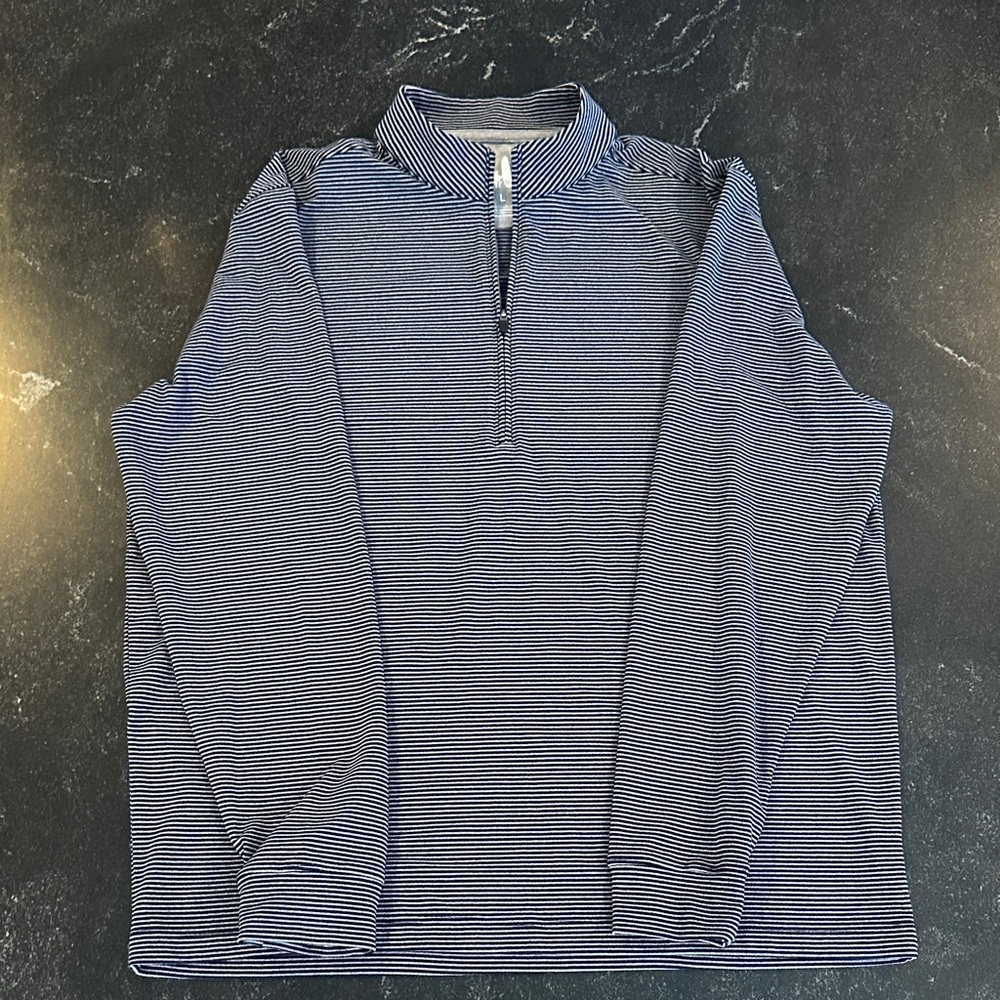 johnnie-O Men's Black and Gray Striped Quarter Zip